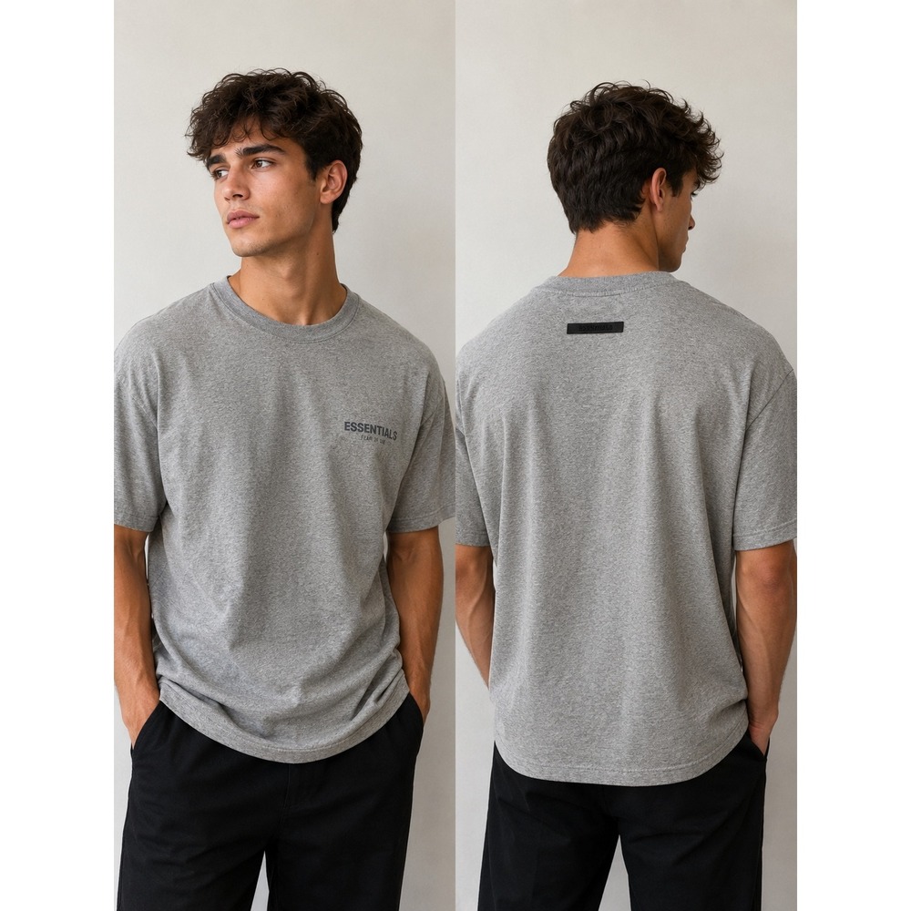 Essentials Fear of God Mens Grey Oversized Logo T-Shirt XL Short Sleeve Cotton